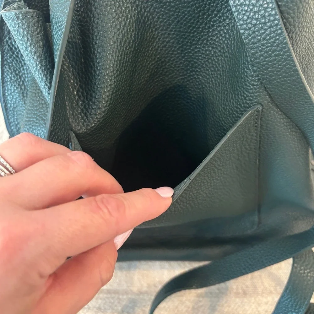 Rebecca‎ Minkoff Darren Signature Leather Backpack Bottle Green Gunmetal